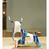 Elegant Oil Painted Bull Figurine