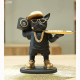 DJ BULL DOG STATUE WITH TRAY
