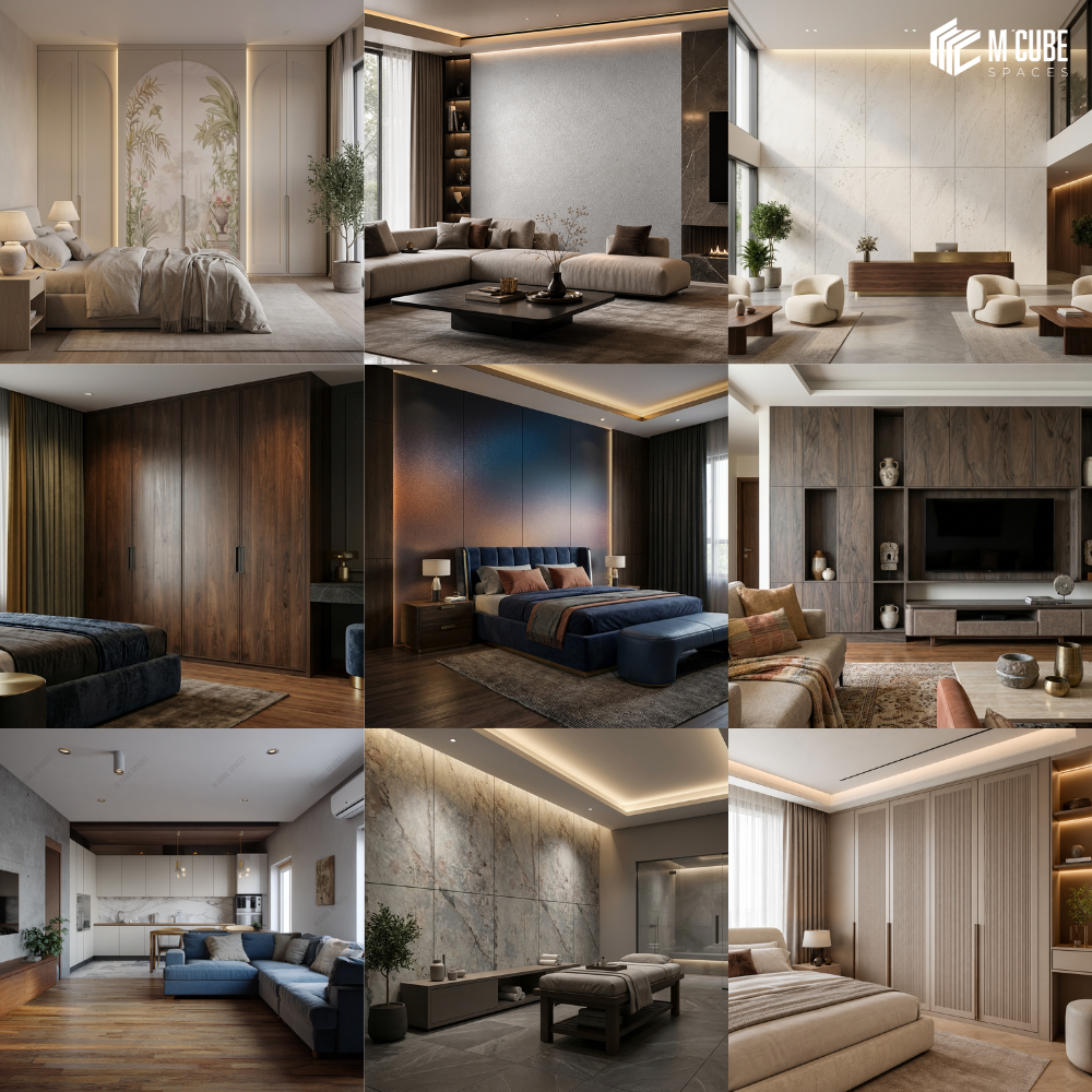 Trending decorative laminates for modern interiors including ombre, textured, fabric, cane and digital laminates