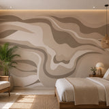 MWA-LWZ-369 | Sandstone Waves (Beige) Wallpaper for Living Room & Bedroom Interiors | 10.76 Sq. Ft. | 1 m × 1 m Roll