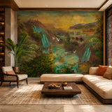 MWA-LWZ-177 | Enchanted Tropical Valley Wallpaper for Living Room & Resort Interiors | 10.76 Sq. Ft. | 1 m × 1 m Roll
