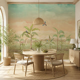 MWA-LWZ-256 | Tropical Twirl Wallpaper for Living Room & Resort Interiors | 10.76 Sq. Ft. | 1 m × 1 m Roll