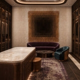 MWA-LWZ-349 | Shadow Grid (Copper) Wallpaper for Living Room & Office Interiors | 10.76 Sq. Ft. | 1 m × 1 m Roll