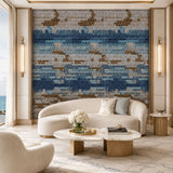 MWA-LWZ-347 | Mosaic Tides (Blue) Wallpaper for Living Room & Office Interiors | 10.76 Sq. Ft. | 1 m × 1 m Roll