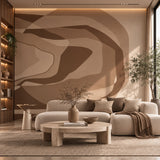 MWA-LWZ-355 | Echoed Layers (Taupe) Wallpaper for Living Room & Bedroom Interiors | 10.76 Sq. Ft. | 1 m × 1 m Roll