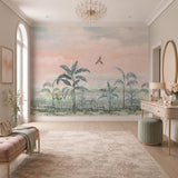 MWA-LWZ-255 | Tropical Twirl Wallpaper for Living Room & Resort Interiors | 10.76 Sq. Ft. | 1 m × 1 m Roll