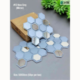 Grey Mirror 13 Hexa (50cm x 50cm) 3D PVC Wall Panel