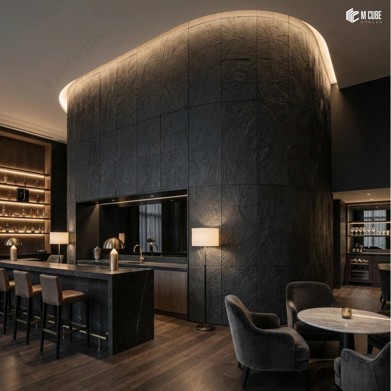 Dramatic Flexistone Feature Wall for Luxury Hospitality Bar Lounges