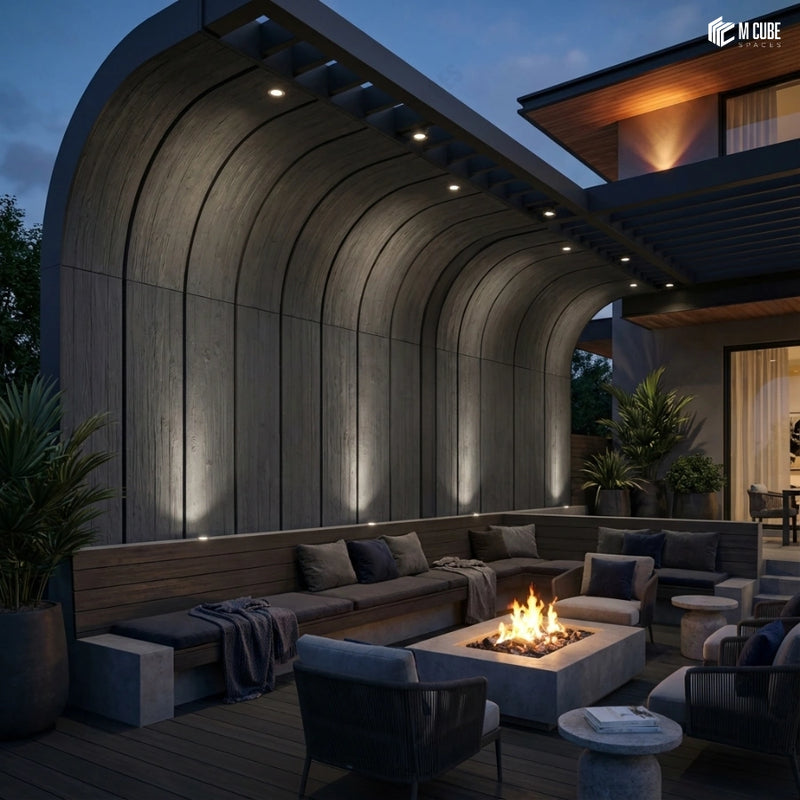 Curved Flexistone Feature Wall for a Luxury Outdoor Patio