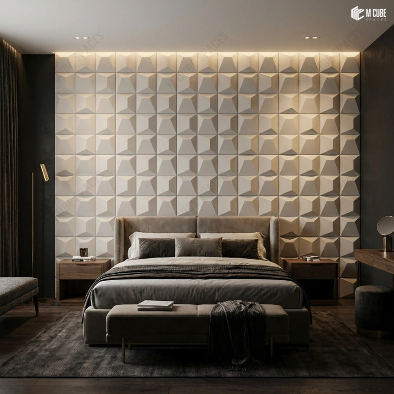 Soft Architectural Headboard Wall defined using 3D PU Panels