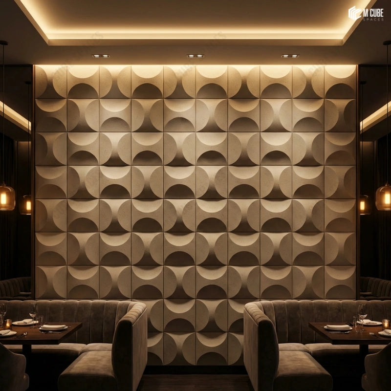 Contemporary Luxury Dining with Accent Wall using PU 3D Panels