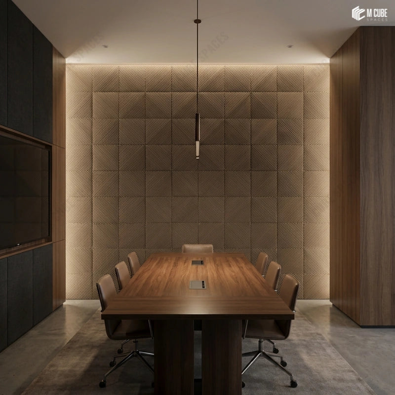 PU 3D Panels Refined Accent Wall in Executive Board Room
