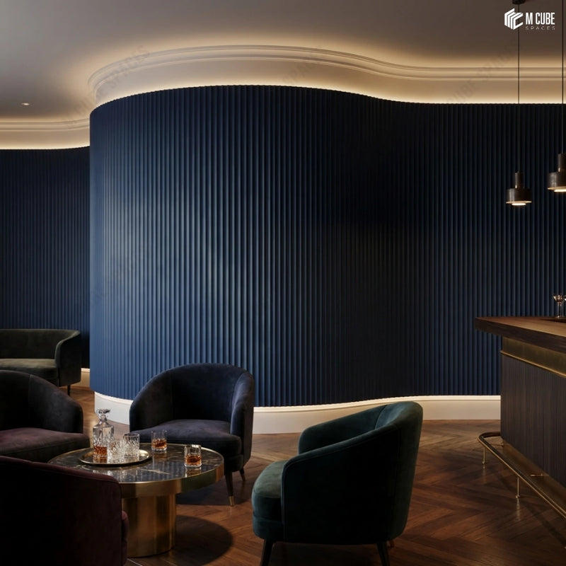 Premium Contemporary Lounge accented with Paintable Flexible Louvers