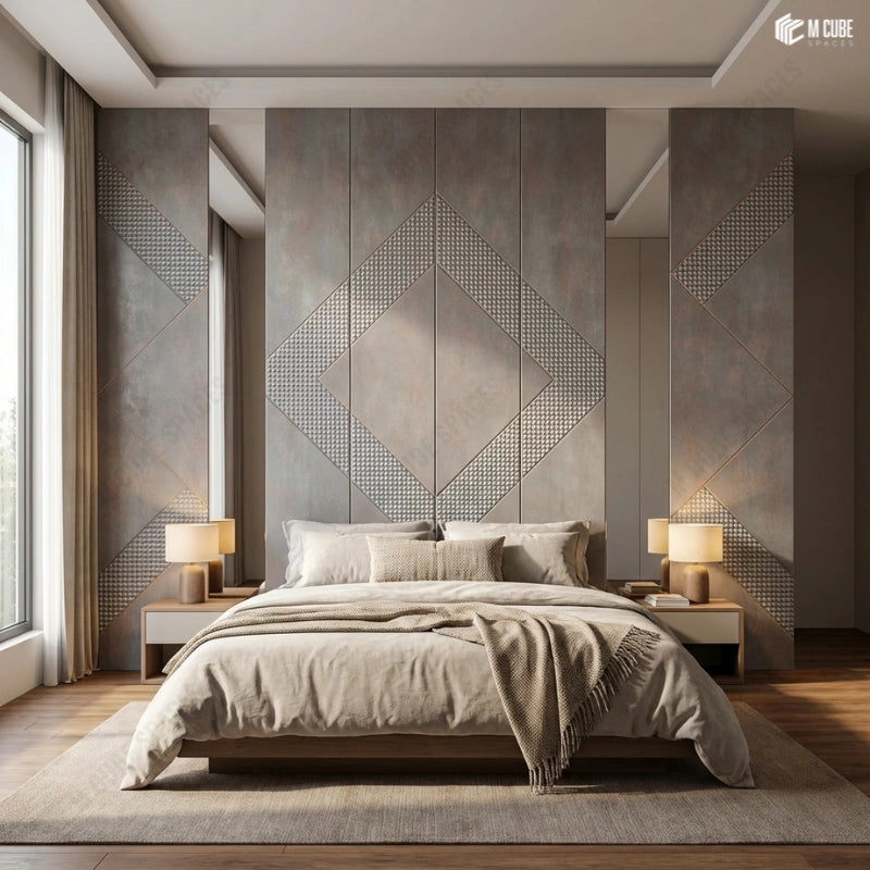 Diamond-Axis Rockblend Headboard Wall for Refined Bedrooms