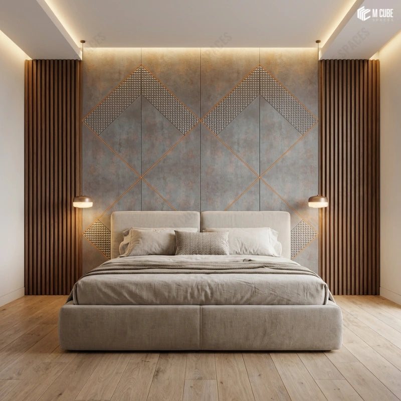 Symmetrically Framed Rockblend Wall with Vertical Accents