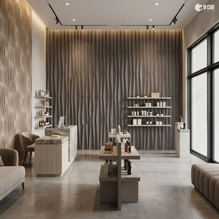 3D PU Panels shaping a Retail Display Accent Wall
