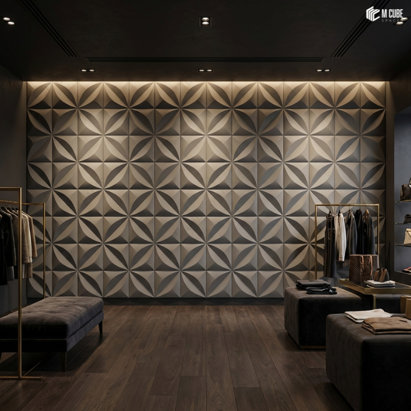 Premium Retail Store with PU 3D Panels as Signature Accent Wall