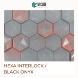Hexa Interlock Cladding – Black Onyx – 20.8 x 6.3 in – 25mm