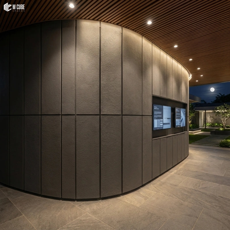 Experience Center Flexistone Cladding for Contemporary Outdoor Pavilions