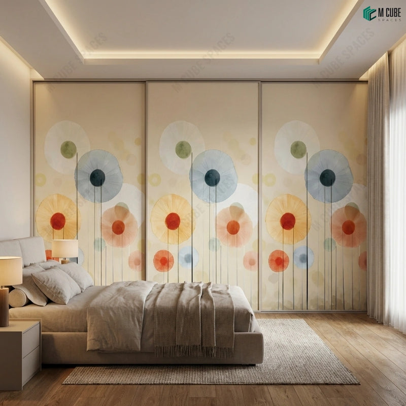 Floating Petal Composition Digital Decorative Laminate for Bedroom Accent Wardrobe Shutters