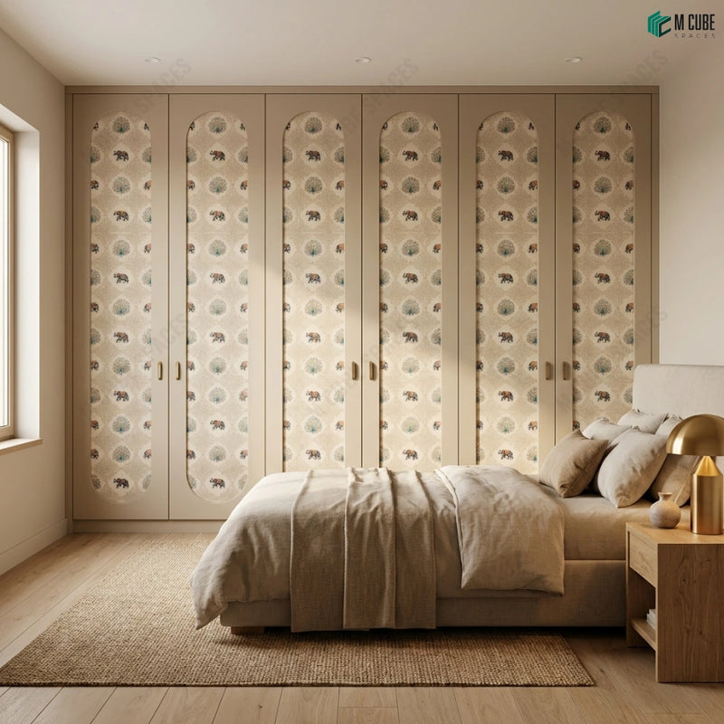 Elephant Heritage Motif Digital Decorative Laminate shaping a Modern Bedroom Wardrobe Panel