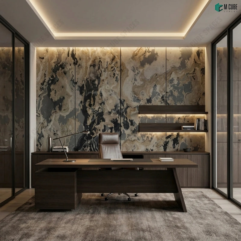 Executive Office Feature Wall with Autumn Rock 2 Stone Veneer