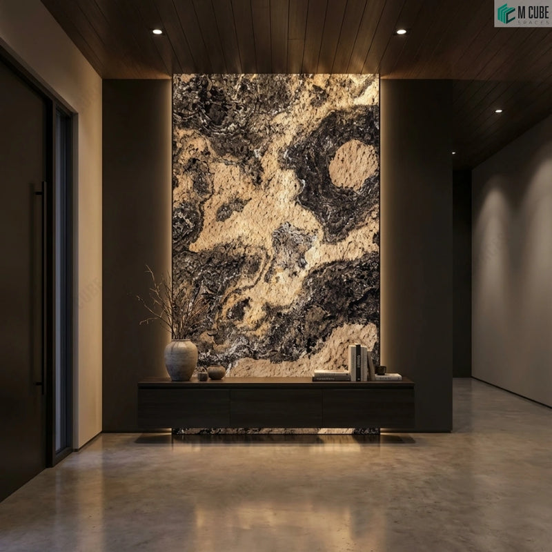 Minimal Residential Foyer finished in Autumn Rock Stone Veneer