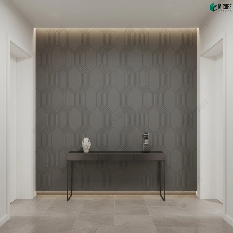 Dark Geometric Feature Wall for Modern Entryways