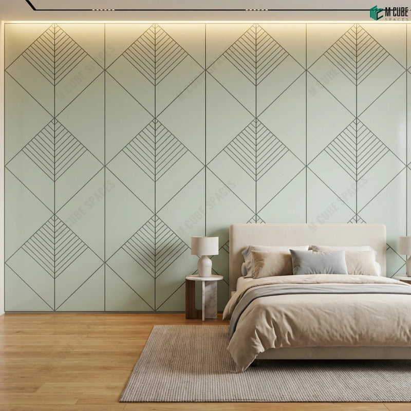 Diamond Pattern Ceramic Wall Panels for Luxury Bedrooms