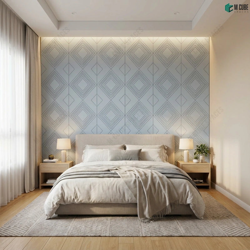 Blue Patterned Ceramic Wall Panels for Bedrooms