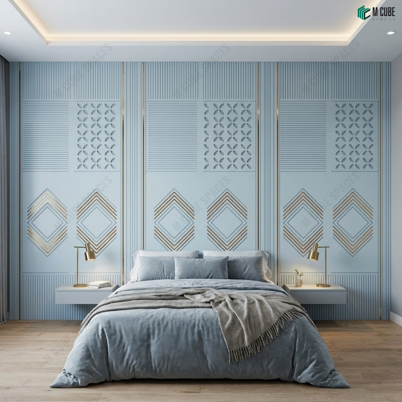 Blue Ceramic Decorative Wall Panels for Modern Bedroom Interiors - Bedroom inspiration