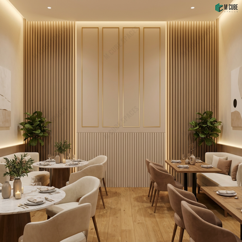Neutral Ceramic Decorative Wall Panels for Luxury Dining Interiors