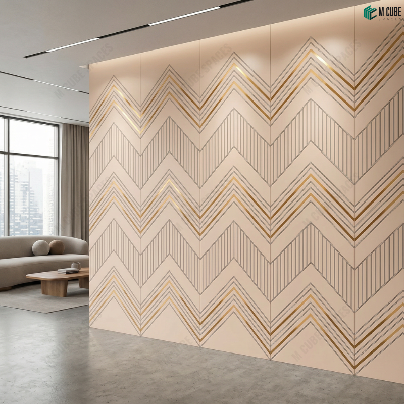 Chevron Ceramic Feature Wall for Living Rooms