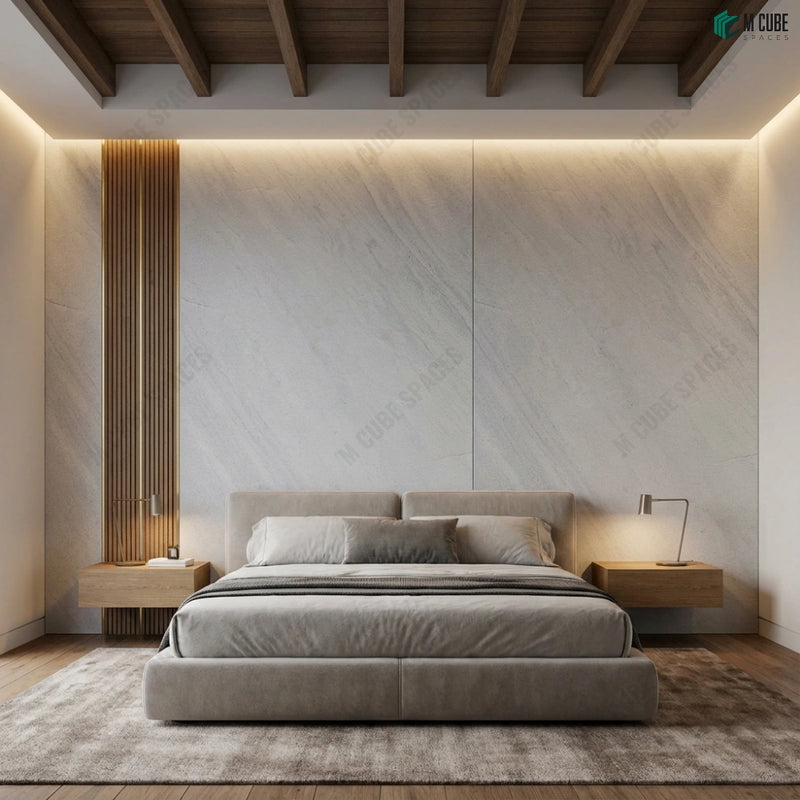 High-End Apartment Living Space with Stone Veneer Wall