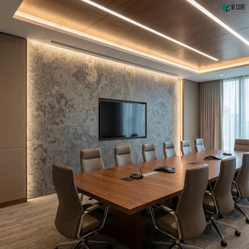 Corporate Boardroom Feature Wall Using Cal Rock Stone Veneer
