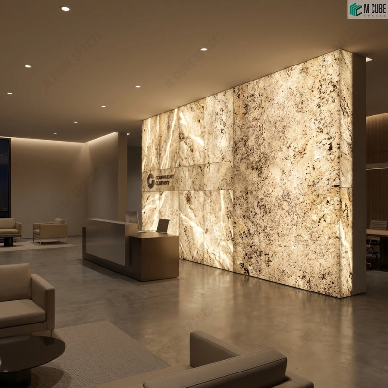Corporate Reception Feature Wall finished in Cal Rock Stone Veneer