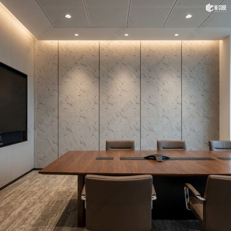 Modern Conference Room with Grey Charcoal Panel Wall