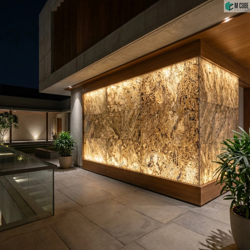 Modern Exterior Feature Wall with Crazy Rock Stone Veneer