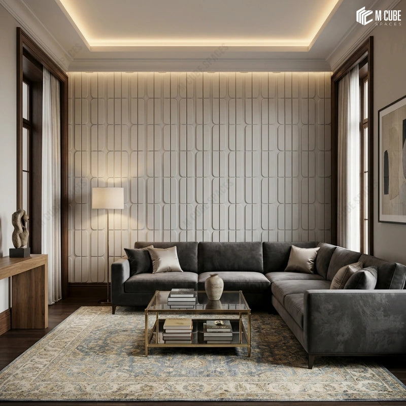 Urban Modern Apartment Living Room Interiors | Matteo Abstract Designer Panels