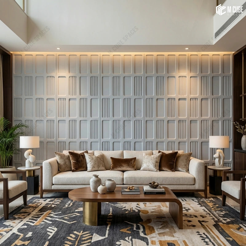 Geometric Panels used as Statement Wall in Premium Residential Interiors