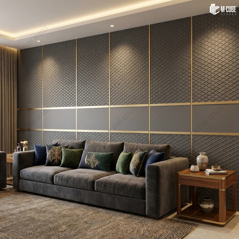 Designer Matteo Grey Panels as Statement Wall | Premium Residential Interiors