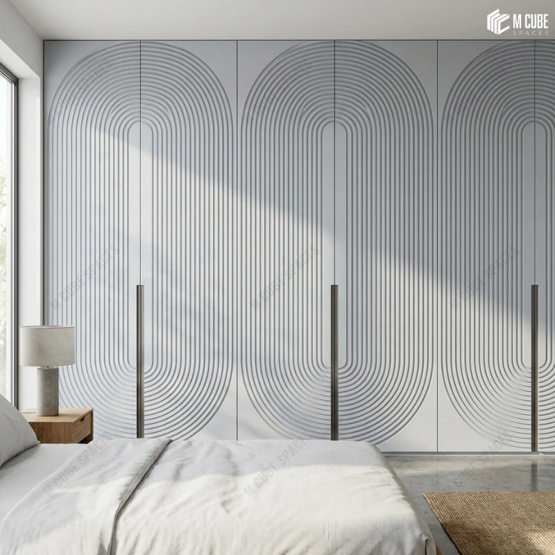 Wardrobe Shutters using Decorative Panels in Minimalistic Urban Bedroom