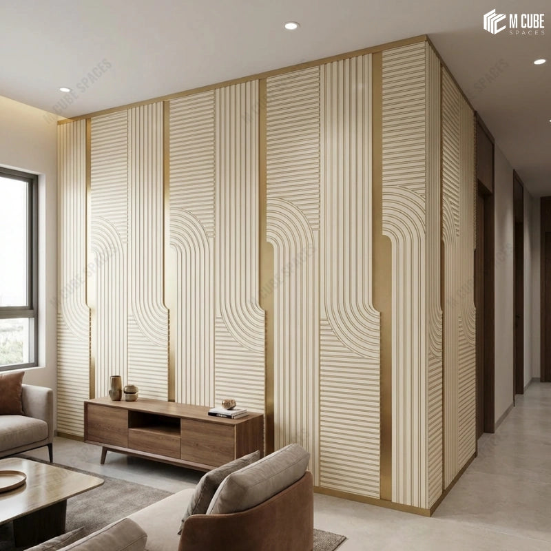 Modern Apartment Layout with Statement Wall Panels used in Cozy Compact Living Area