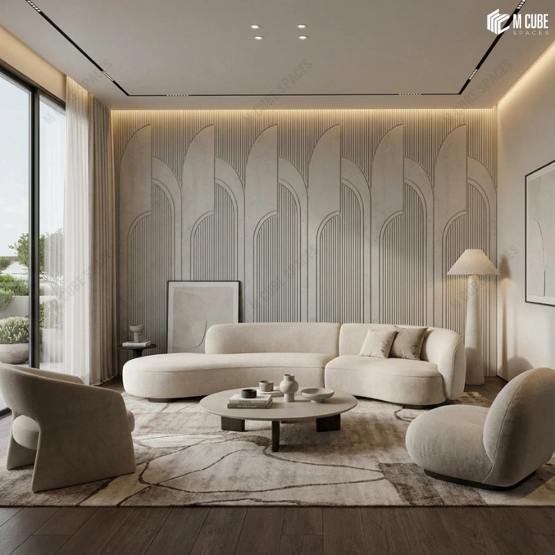 Luxury Resort Lounge with Statement Wall designed with Matteo Wall panels