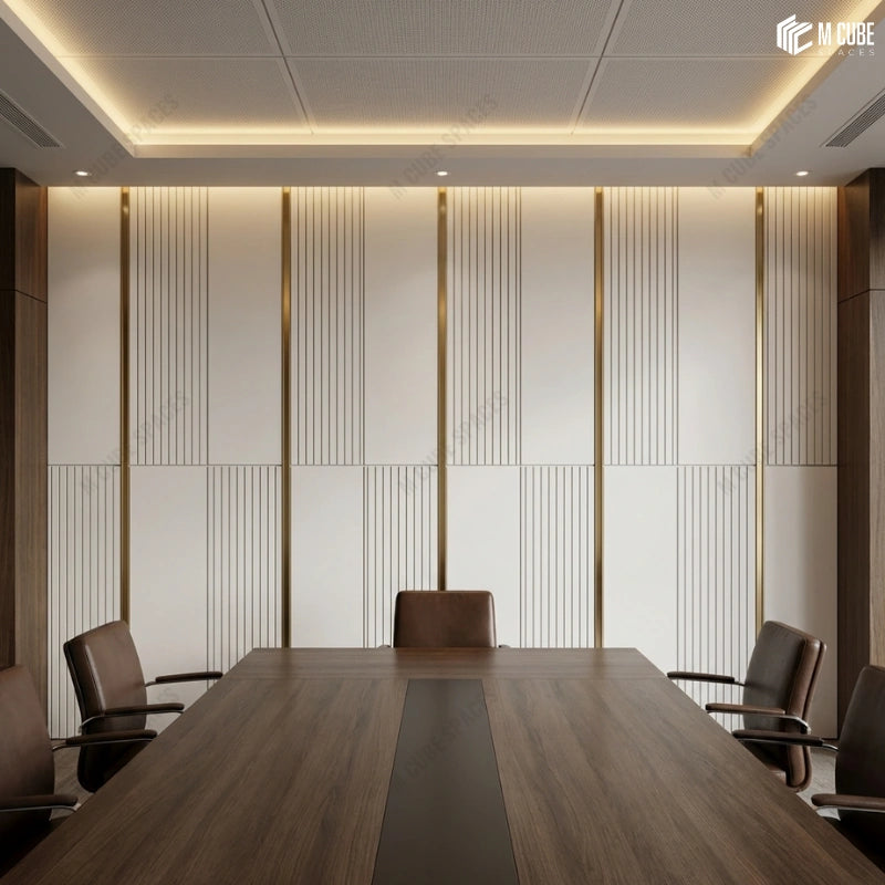 White Decorative Panels installed as Feature Wall in Contemporary Executive Boardroom 