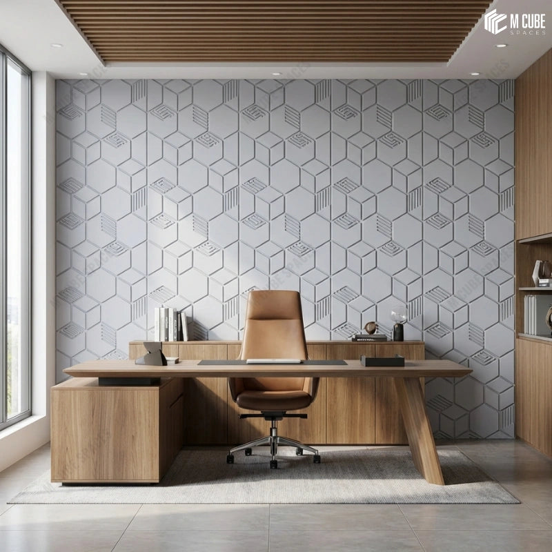  Modern Office Cabin Statement Interiors with Abstract Design Matteo Wall Panels