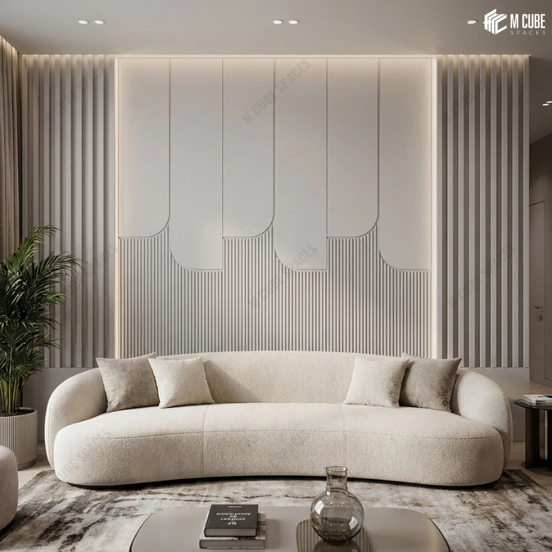 Modern Luxury Living Room Statement Interior with Matteo Wall Panels and Fluted panels