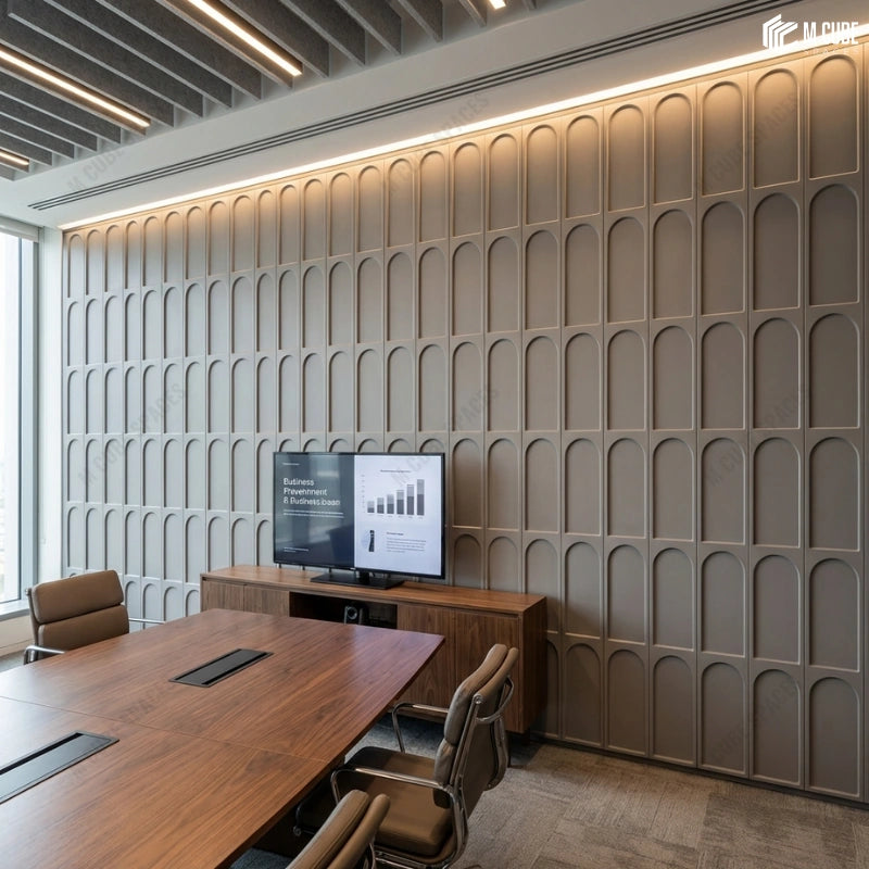 Statement Wall in a Urban Modern Office Boardroom using Grid Design Wall Panels