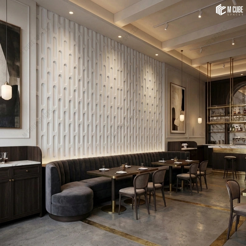Modern Luxurious Bistro with White Panels as Feature Wall