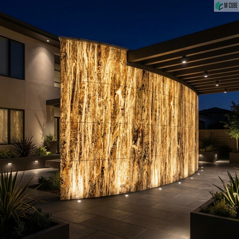 Fire Rock Marble Stone Veneer Exterior Facade Wall for Contemporary Architecture
